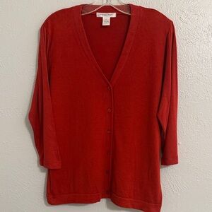 August Silk Size Lp Dark Orange V-Neck Cardigan